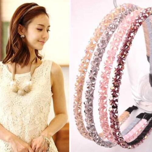 Girls Shiny Luxury Rhinestone Hair Band Beaded Hair Hoop Hair Accessories for Women Crystal Headbands Headwear Flower Headdress