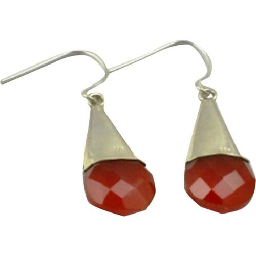 LoveGem Genuine Carnelian EARRINGS 925 Sterling Silver, 40mm, AE2270