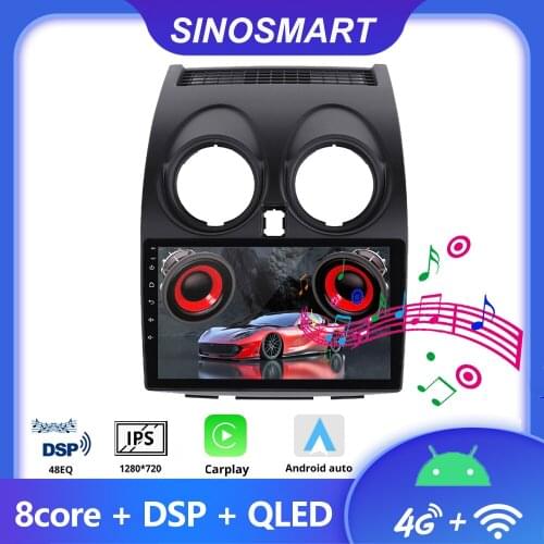 Sinosmart Car GPS Navigation Radio for Nissan Qashqai 2007-2013 Support Factory OEM Reverse Camera/NAV
