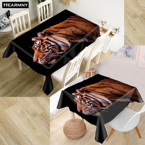 Animals Tiger 01 Tablecloth Waterproof Oxford Fabric Square/Rectangular Tablecloth For Wedding Table Cloth Cover TV Covers