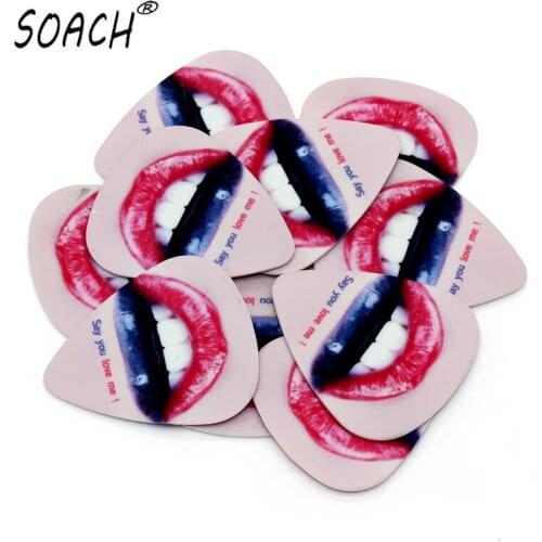 SOACH 10PCS 0.46mm high quality guitar picks two side pick Sexy lips picks earrings DIY Mix picks guitar Guitar Accessories