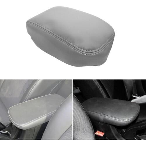 Car-styling Microfiber Leather Interior Center Control Lid Armrest Box Cover Trim For Chrysler 200 2011 2012 2013 2014 Gray