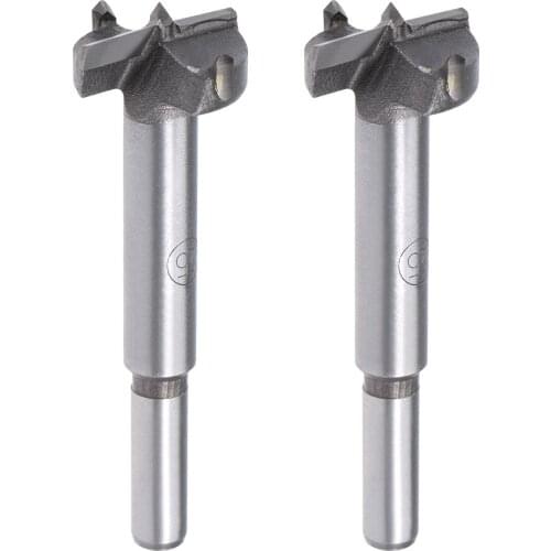 Uxcell Forstner Wood Boring Drill Bits 25mm Dia. Hole Saw Carbide Tip Round Shank Cutting for Hinge Plywood MDF CNC Tool 2Pcs