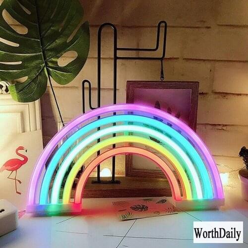 LED Rainbow Lamp Decoration Neon Lamp Creative Led Lamp Bedroom Warm Dress Up Creative Pendant Lamp Childern Creative Gift