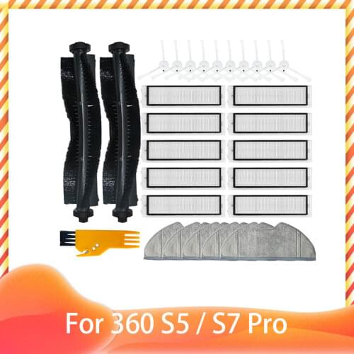 Washable Main Brush Side Brushes Hepa Filter Mop Cloth for 360 S5 / S7 Robot Robotic Vacuum Cleaner Sweeper Replacements Parts