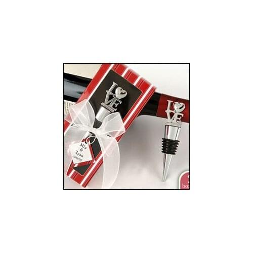 100pcs/lot Silver L-O-V-E wine bottle stopper Wine Stopper wedding party favor guest gift Banquet present