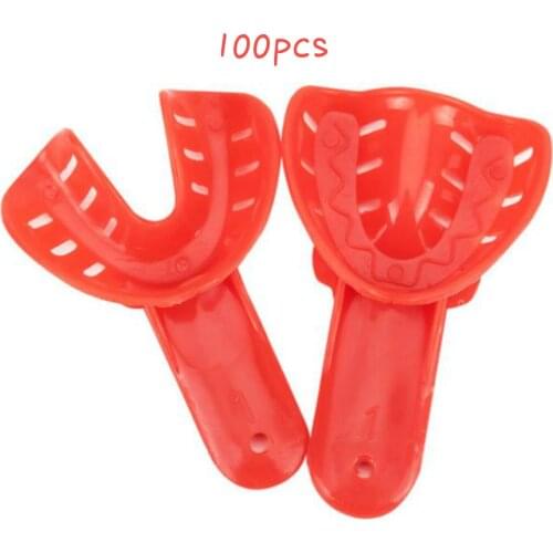 100pcs Dental Disposable Impression Mold Trays Perforated Plastic Upper Lower Kid Tray Holder Dental Laboratory Tools Supplies