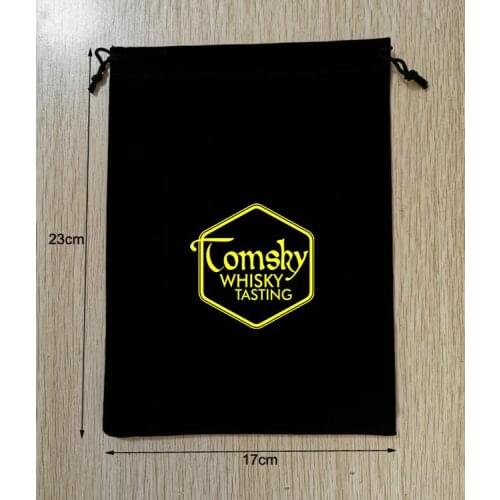 Customised Logo 100PCS 17x23cm Black Velvet Bags Drawstring Pouches Printed With Yellow Logo