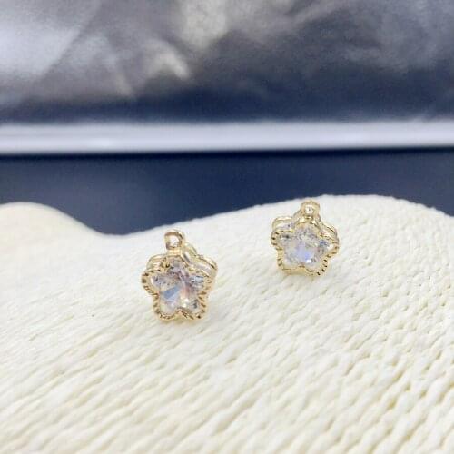 120Pcs 12*10mm Flower " KC Gold Color " Alloy + Glass Crystal Rhinestone Inner Jewellery Pendants Jewelry Charms