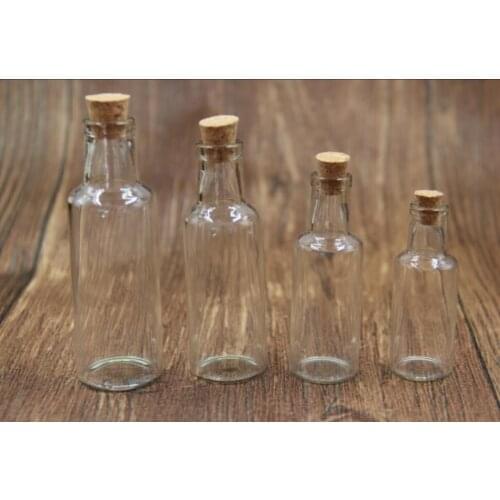 20pcs/lot 12ml 15ml 25ml 35ml Cute Mini Clear Glass Cork Stopper Wishing Bottles Vials Jars Containers Small Vintage Ornaments