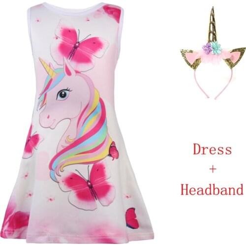 2019 New Summer Baby Kids Dresses Girls unicorn Dress Sleeveless Clothing Children Princess Party Dress elegant Unicornio pijama