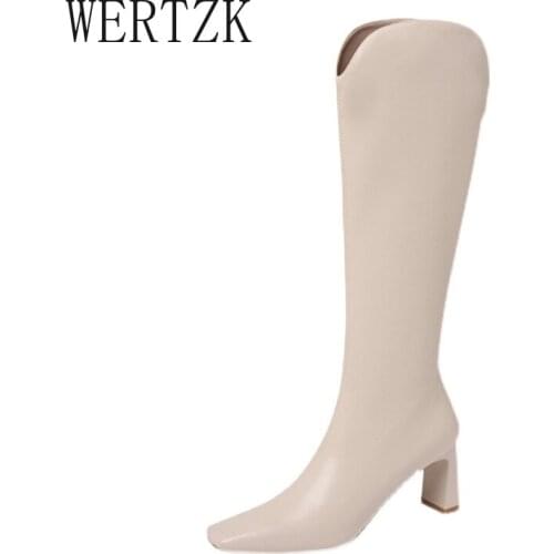 2021 Chelsea Boots Fashion Women Over The Knee Boots Square Toe Thick High Heels Solid Color Boots Knight Boots Botas De Mujer