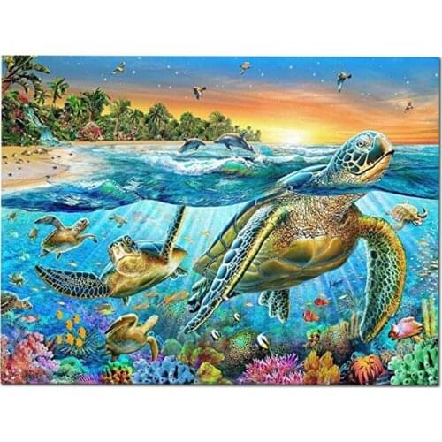 5D Diy Diamond Painting Animal Ocean Turtle Cross Stitch Full Round Rhinestone Diamond Mosaic Embroidery European Home Decor