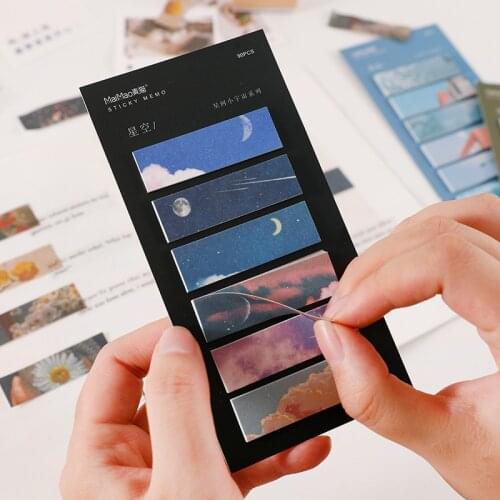 90 Sheets Kawaii Stationery Memo Pads Ins Style Series Stickers Moon Dusk Label Sticky Notes Bookmarks Notepad school suppplies