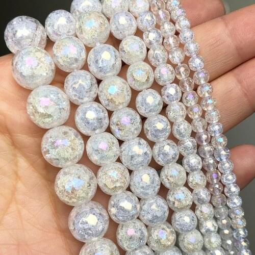 AB Color Snow Cracked Crystal Beads Faceted Loose Spacer Beads For Jewelry DIY Bracelet Charms Accessories 15'' 4 6 8 10 12mm