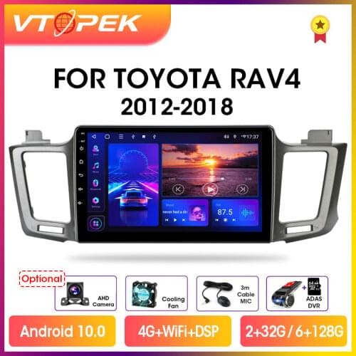 Vtopek 10.1" 4G+64G 2din Android 10.0 Car Radio Multimidia Video Player Navigation GPS For Toyota RAV4 RAV 4 2012-2018 Head Unit