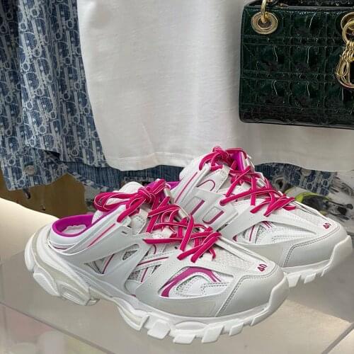 White pink track 2.0 sandals and slippers breathable rubber sports sandals street platform shoes spring and summer top quality