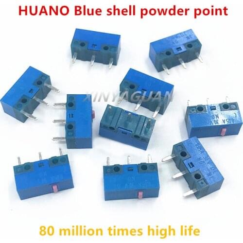 Free Shipping 10Pcs/lot New HUANO Mouse Micro Switch Blue Shell powder point 80 million times computer mouse button switch