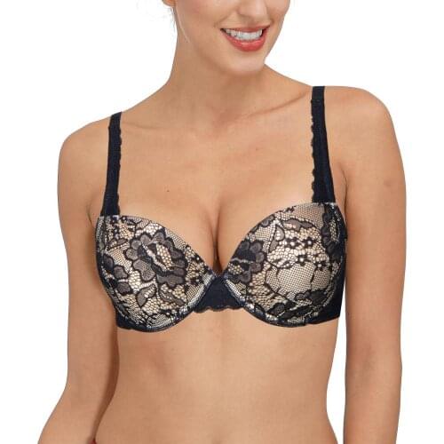 YBCG Sexy Bra Push Up Lace Lingerie Floral Cup Padded Bralette Breathable Band Strength Straps Underwear Adjusted Bra for Women