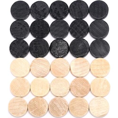 Wood Chess 32Pcs Draughts/Checkers/Backgammon Chess Piece for Kids Board Game Learning Camping