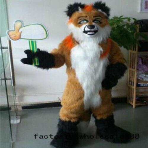 Long Fur Brown Husky Dog Mascot Costume Fox Adult Suit Unisex Cosplay Party Game Fursuit Outfits Carnival Halloween Xmas Easter