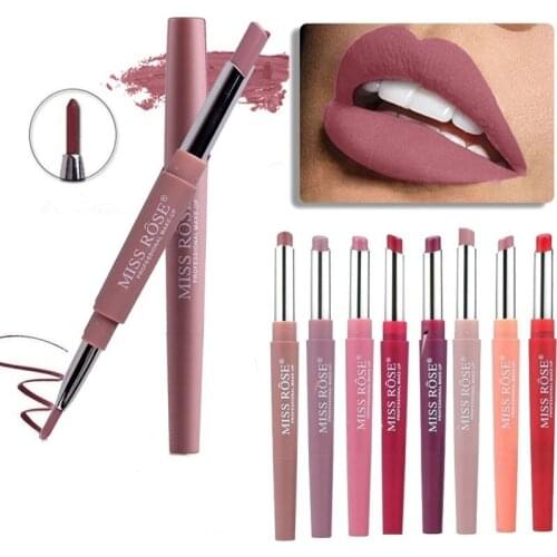14 Color Double-end Lip Makeup Matte Lipstick Long Lasting Tint Sexy Red Lip Stick Matte Liner Pen Lipstick Beauty