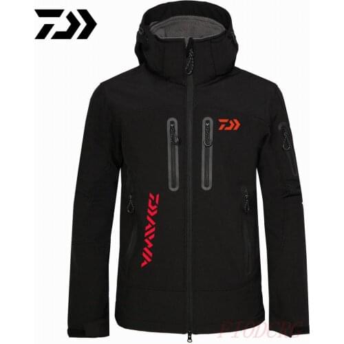 Daiwa Softshell FleeceTactical Jacket Fishing Outdoor Hunting Clothes Hiking Camping Windproof Hooded Coats Fishing Clothes