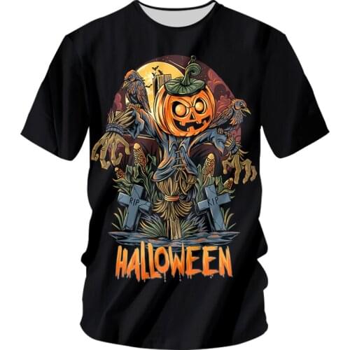 IFPD EU Size 3D Horror Anime T-shirt Halloween 3D Printed T-shirt Hip Hop Pumpkin Head Scarecrow Male And Female Tshirt