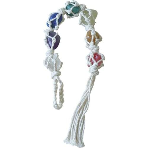 Handmade Crystal Car Ornament Natural Natural Stone Rope Pendant Bring Good Luck Stone Hanging Car Decoration