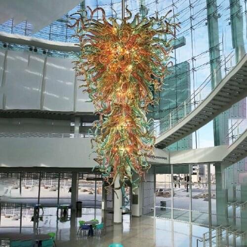 Custom Large Personality Art Glass Chandelier Hotel Indoor Decoration Lighting for Engineering Project LED Hanging Lamp