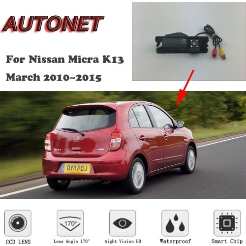 AUTONET HD Night Vision Backup Rear View camera For Nissan Micra K13/ March 2010 2011 2012 2013 2014 2015/license plate camera