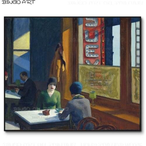 Reproduce Famous Oil Painting Edward Hopper Chop Suey Oil Painting Hand-painted Canvas Wall Art Hopper Chop Suey Oil Painting