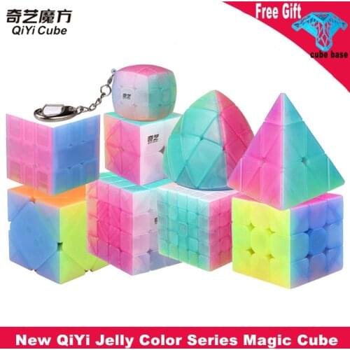 Hot Selling QiYi Jelly Color Magic Cube 2x2 3x3 4x4 5x5 Pyramid Keychain Speed Cubes Educational Puzzle Toys For Kid