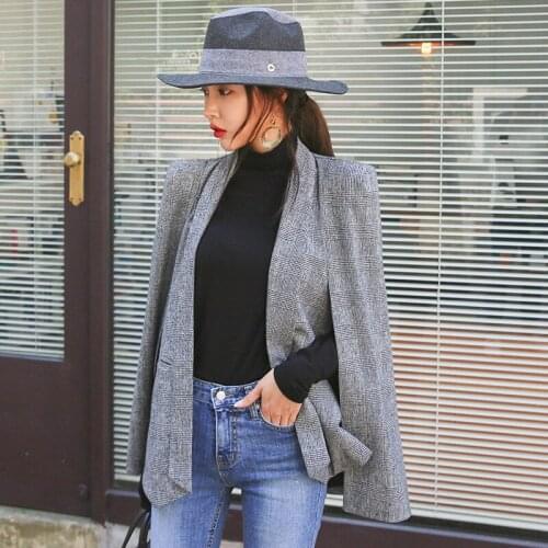 CWBshowGG Patchwork Design Formal Jacket Autumn New Cloak Long Sleeve Slim Casual Fashion Office Lady Coats Outerwear