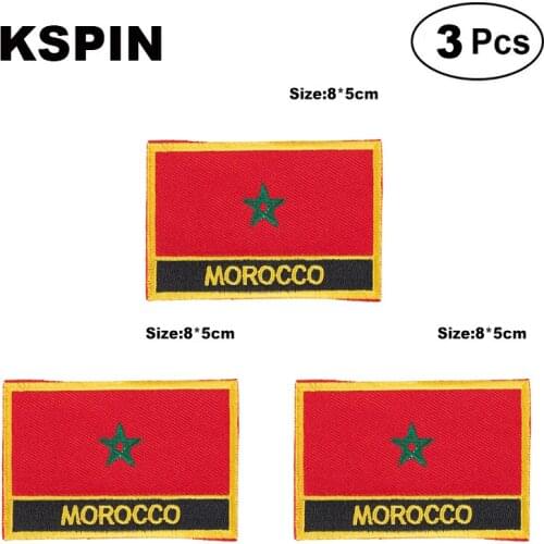 Morocco Rectangular Shape Flag patches embroidered flag patches national flag patches for clothing DIY Decoration