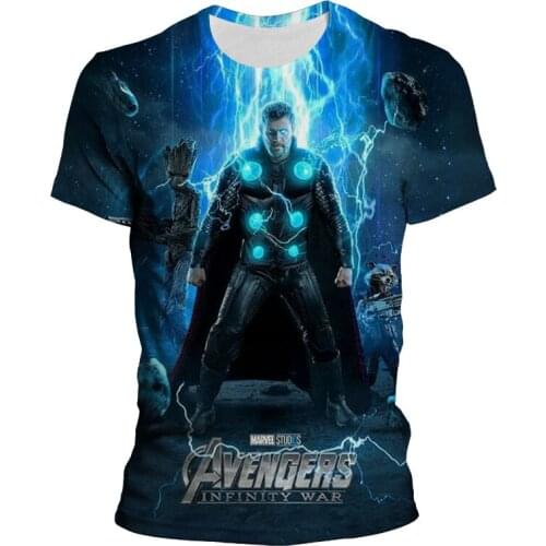 Avengers Thor T-Shirt Fashion New Summer Mens Short-Sleeved T-Shirt Childrens Casual 3D Movie Printing Hero T-Shirt Mens Tops