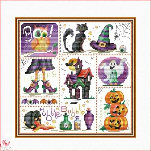 Joy Sunday Animal Pattern Cross Stitch Kit 14ct 11ct Printed Fabric Embroidery Kit DIY Handmade Needlework Crafts Halloween Gift