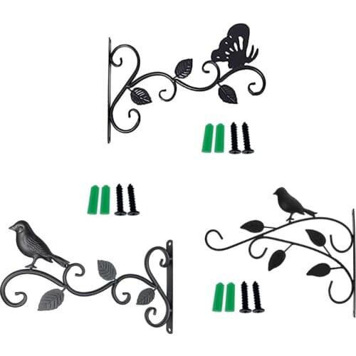 Wall Hanging Plant Bracket Wrought Iron Flower Basket for Bird Feeders Wind Chimes Indoor Outdoor Festival Decoration