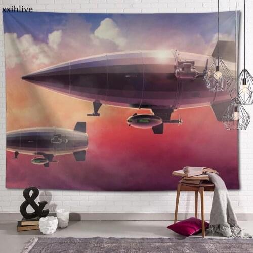 Customized Airship Hanging Fabric Background Wall Covering Home Decoration Blanket Tapestry Bedroom,Living Room Wall Decor