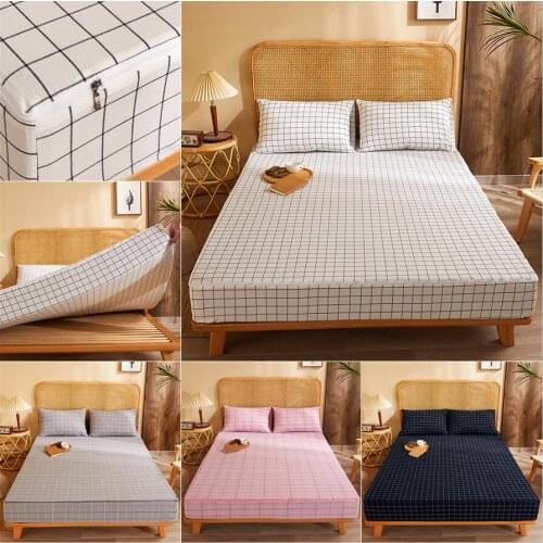 Zipper Removable 100% Cotton Bed Sheet, Six-Sided Full Dust Cover Queen/King /Twin/Full Size 4-24CM Thickness Mattress Protector