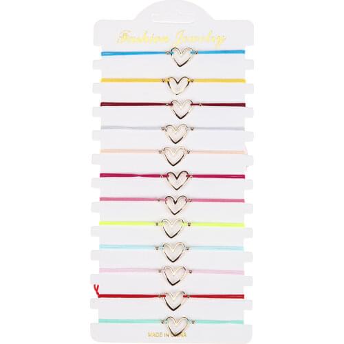 Simple Hollow Heart Charms Bracelets For Women Girl Handmade Braided Rope Thin String Multicolor Friendship Bracelet Jewelry