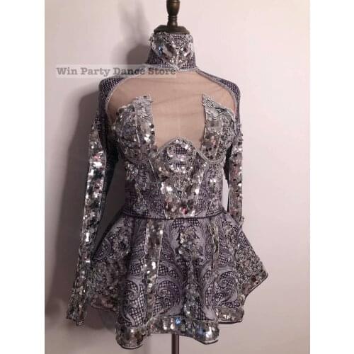 Sexy Pattern Two-piece Mesh Ladies Miniskirt Birthday Party Wedding Stage Performance