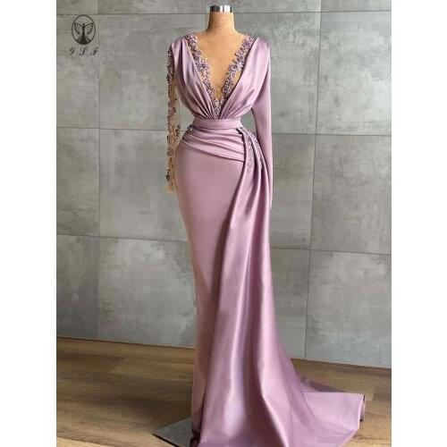 Sexy Prom Dresses Illusion O Neck Beaded Long Sleeve Sheath Cameo Vestidos De Formature with Overskirt