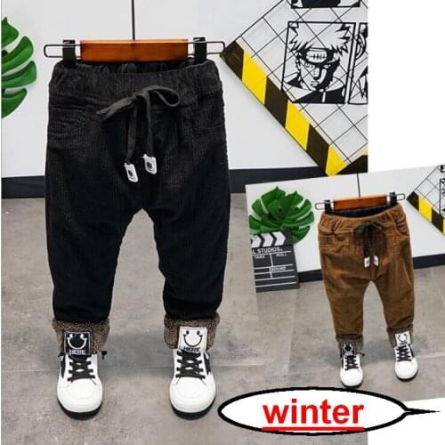 Boys Autumn Winter Pants 2-7Years Boy Trousers Children Warm Corduroy Pants For Boys Plus Velvet Pants Kids Clothing