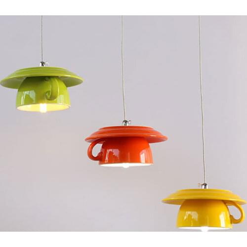 Nordic Tea Cup Led Pendant Lights Ceramic Teapot Hanglamp Modern Hanging Lamp Home Decor Cafe Kitchen Light Fixtures Luminaire