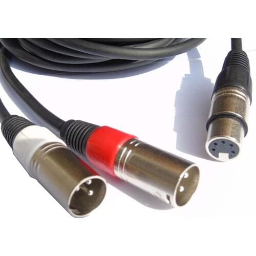 Brand New hight quality Pro 5PIN XLR connectors to 2* 3pin XLR male connectors Extension Cable