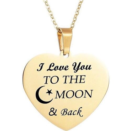 Heart Shaped Engraved Letters Necklace Pendant To Lover Valentines Day Present Fashion Jewelry