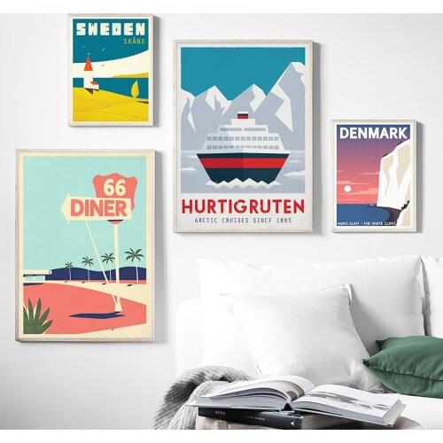 Sweden City Vintage Scandinavian Poster Wall Art Canvas Painting Nordic Posters And Prints Wall Pictures For Living Room Decor
