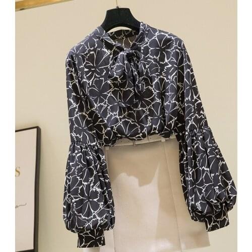 Chiffon Lantern Sleeved Women Blouse Summer New 2021 O-Neck Lantern Sleeved Elegant O-Neck Office Lady Pulls Outwear Tops
