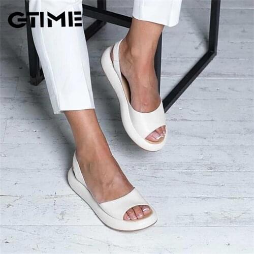 Women Sandals 2021 Summer Women Flat Fish Mouth Sandals Thick Bottom SOft Sole Casual Shoes Ladies Platform Sandals #SJPAE-47